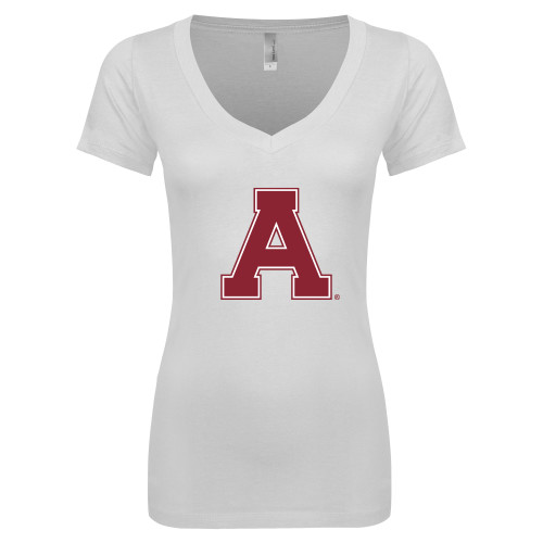 Next Level Womens White Ideal V Tee-Alma College Athletic A