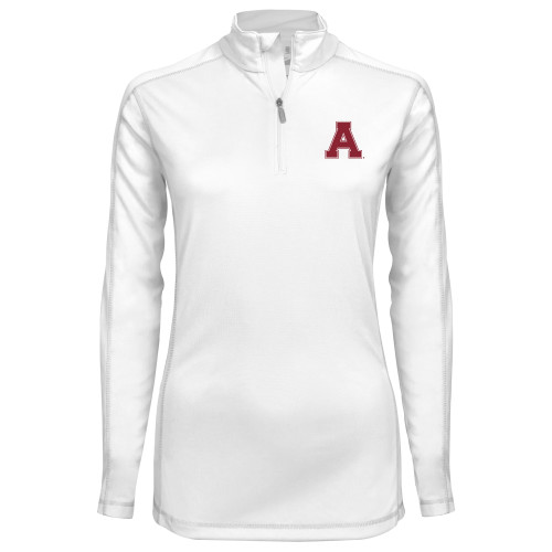 Syntrel Womens White Interlock 1/4 Zip-Alma College Athletic A