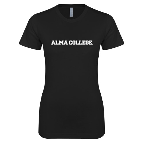 Next Level Womens Black Boyfriend Tee-Alma College Wordmark
