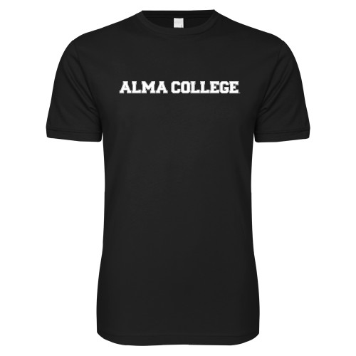 Next Level Black SoftStyle T Shirt-Alma College Wordmark