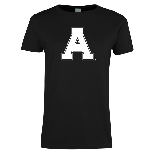 Womens Black Short Sleeve Tee-Alma College Athletic A