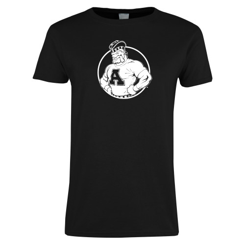 Womens Black Short Sleeve Tee-Alma College Mascot Head