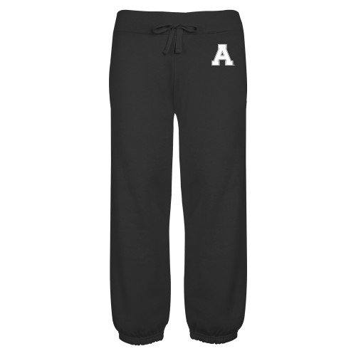 ENZA Womens Black Banded Fleece Capri-Alma College Athletic A