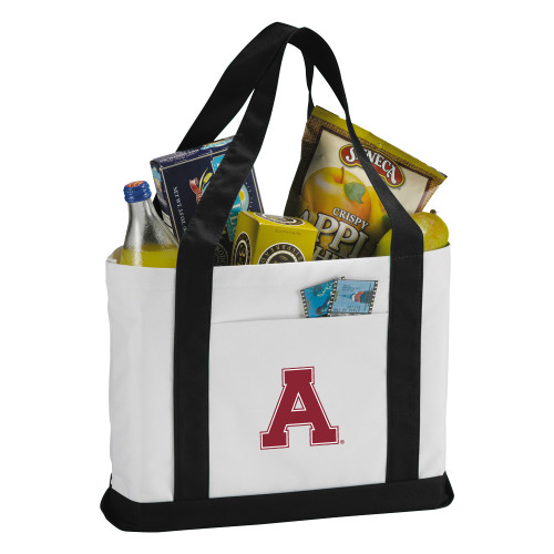 Contender White/Black Canvas Tote-Alma College Athletic A