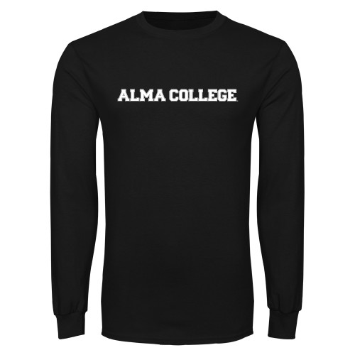 Black Long Sleeve T Shirt-Alma College Wordmark