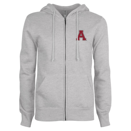 ENZA Womens Grey Fleece Full Zip Hoodie-Alma College Athletic A