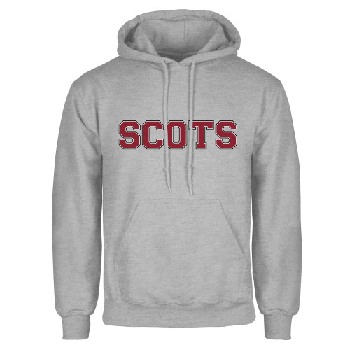 Grey Fleece Hoodie-Alma College Scots Wordmark