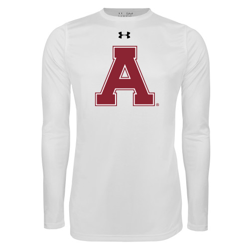 Under Armour White Long Sleeve Tech Tee-Alma College Athletic A