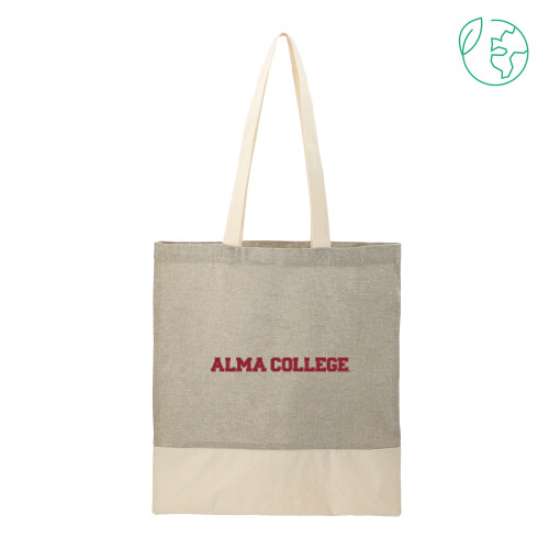 Split Recycled Grey Cotton Twill Convention Tote-Alma College Wordmark
