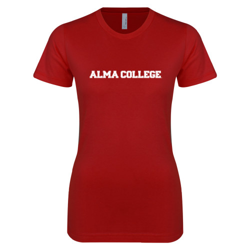 Next Level Womens Cardinal Boyfriend Tee-Alma College Wordmark