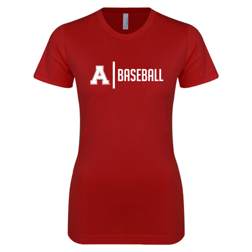 Next Level Womens Cardinal Boyfriend Tee-Alma College Baseball