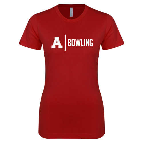 Next Level Womens Cardinal Boyfriend Tee-Alma College Bowling