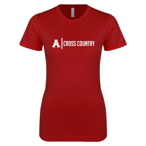 Next Level Womens Cardinal Boyfriend Tee-Alma College Cross Country