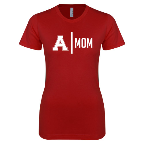 Next Level Womens Cardinal Boyfriend Tee-Alma College Mom
