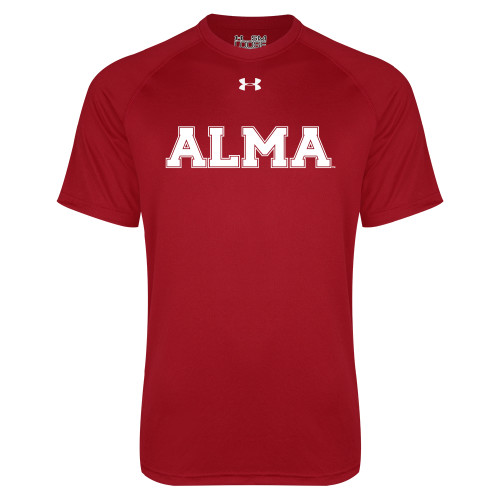 Under Armour Cardinal Tech Tee-Alma College Alma Wordmark