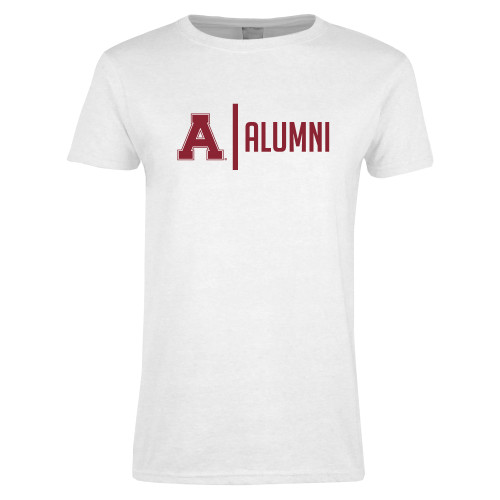 Womens White Short Sleeve Tee-Alma College Alumni
