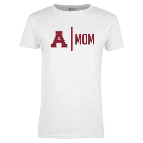 Womens White Short Sleeve Tee-Alma College Mom