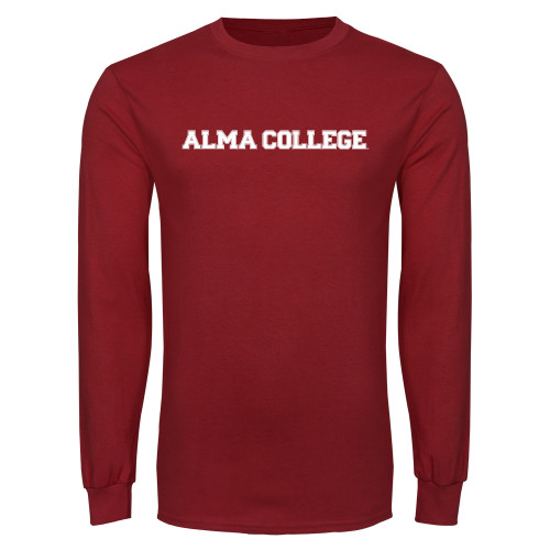 Cardinal Long Sleeve T Shirt-Alma College Wordmark