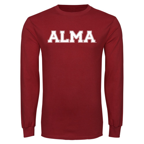 Cardinal Long Sleeve T Shirt-Alma College Alma Wordmark