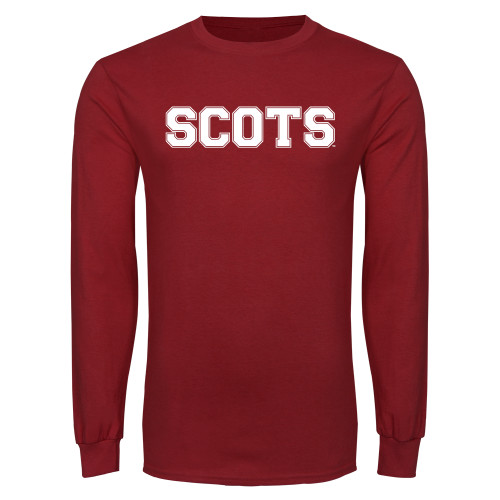 Cardinal Long Sleeve T Shirt-Alma College Scots Wordmark