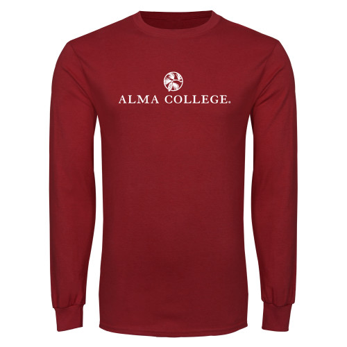 Cardinal Long Sleeve T Shirt-Alma College Institutional Wordmark