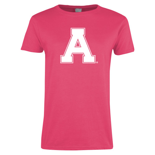 Womens Hot Pink Short Sleeve Tee-Alma College Athletic A