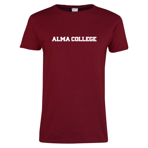 Next Level Womens Cardinal Short Sleeve Tee-Alma College Wordmark