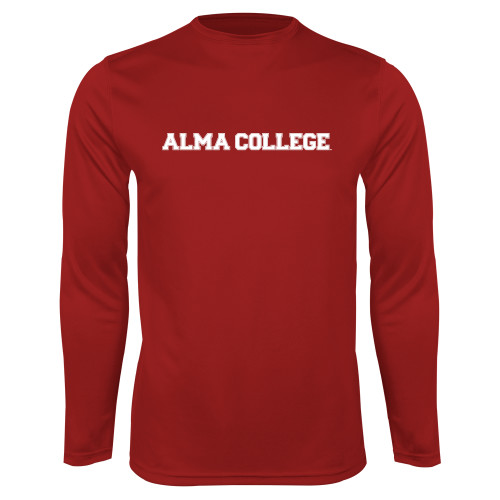 Cardinal Performance Long Sleeve Shirt-Alma College Wordmark