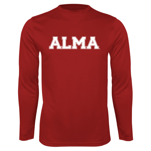 Cardinal Performance Long Sleeve Shirt-Alma College Alma Wordmark
