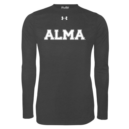 Under Armour Carbon Heather Long Sleeve Tech Tee-Alma College Alma Wordmark
