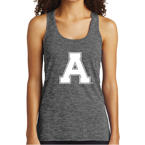 Womens Performance Grey/Black Heather Tank-Alma College Athletic A