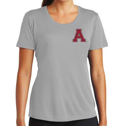 Womens Grey Performance Short Sleeve Tee-Alma College Athletic A