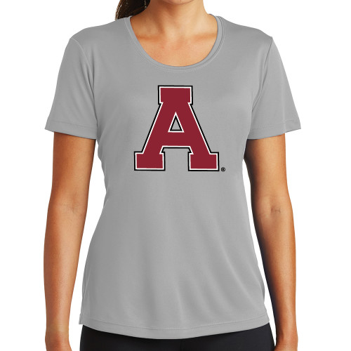 Womens Grey Performance Short Sleeve Tee-Alma College Athletic A