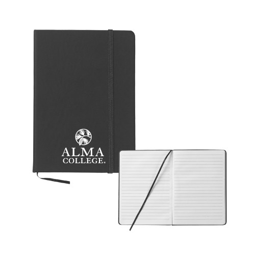 5x7 Black Hard Cover Journal-Alma College Institutional Wordmark Stacked