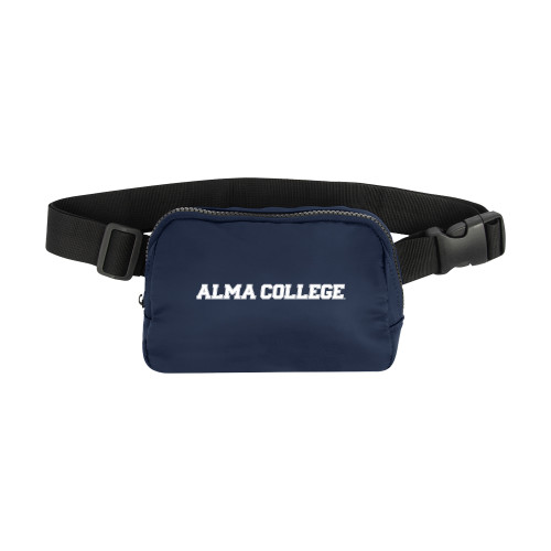 Anywhere Navy Belt Bag-Alma College Wordmark