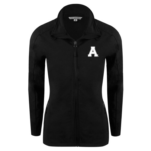 Womens Black Softshell Jacket-Alma College Athletic A