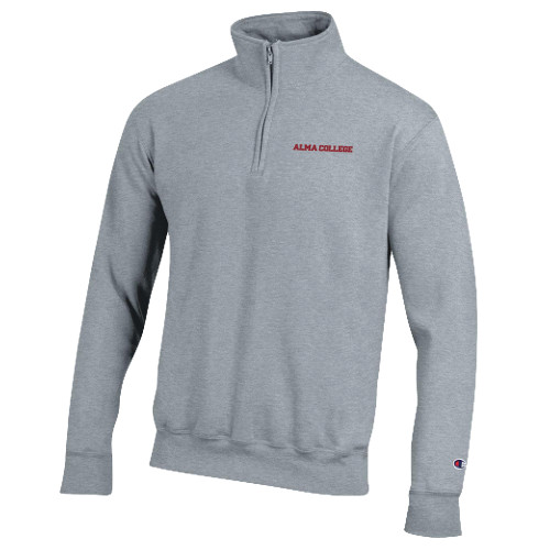 Champion Heather Grey Fleece 1/4 Zip-Alma College Wordmark