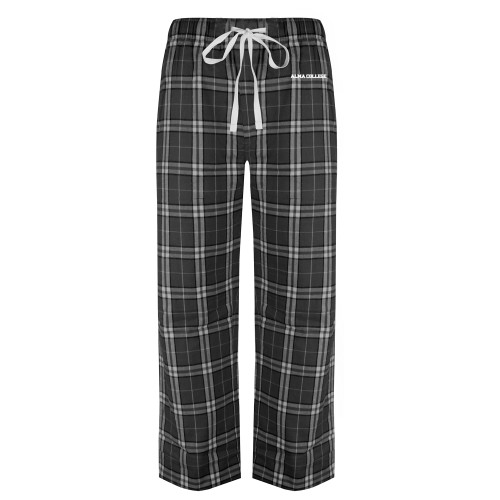 Black/Grey Flannel Pajama Pant-Alma College Wordmark