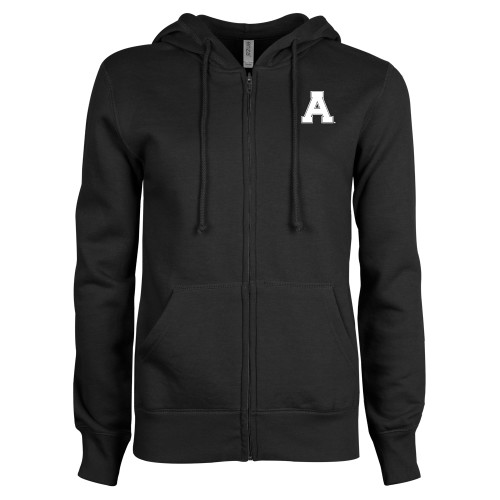 ENZA Womens Black Fleece Full Zip Hoodie-Alma College Athletic A