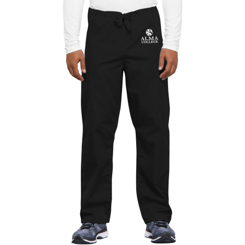 Unisex Black WW Originals Drawstring Scrub Pant-Alma College Institutional Wordmark