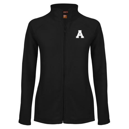 Womens Black Fleece Full Zip Jacket-Alma College Athletic A