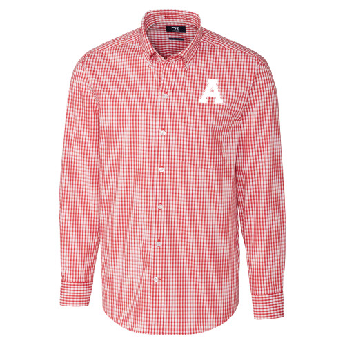 Cutter & Buck Cardinal Gingham Long Sleeve Button Down-Alma College Athletic A