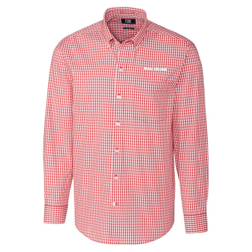 Cutter & Buck Cardinal Gingham Long Sleeve Button Down-Alma College Wordmark