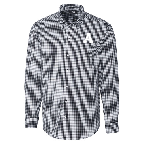 Cutter & Buck Charcoal Gingham Long Sleeve Button Down-Alma College Athletic A