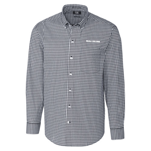 Cutter & Buck Charcoal Gingham Long Sleeve Button Down-Alma College Wordmark