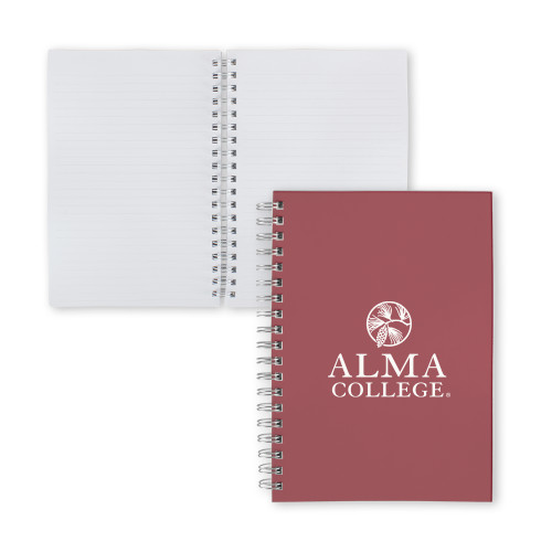 Clear 7 x 10 Spiral Journal Notebook-Alma College Institutional Wordmark Stacked