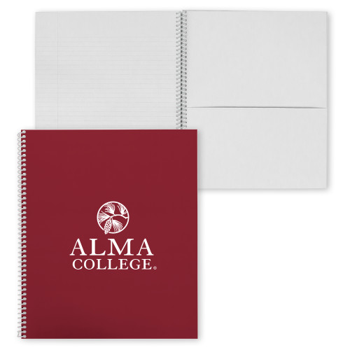 College Spiral Notebook w/Clear Coil-Alma College Institutional Wordmark Stacked