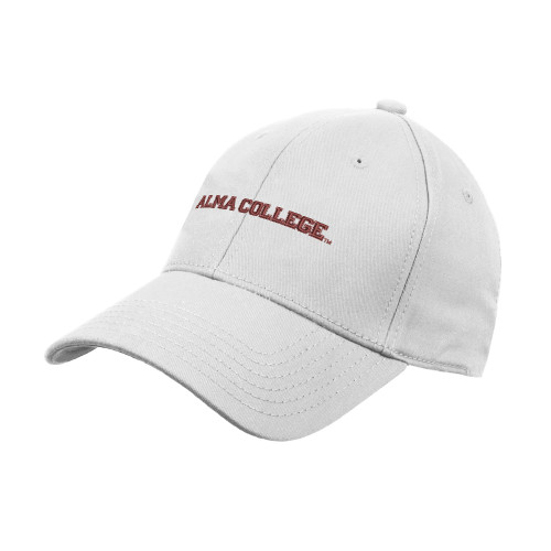 White Structured Adjustable Pro Style Hat-Alma College Wordmark