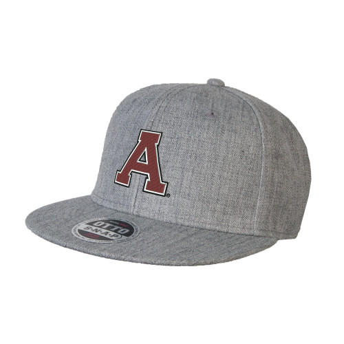 Heather Grey Wool Blend Flat Bill Snapback Hat-Alma College Athletic A