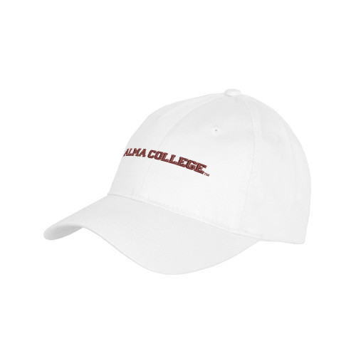 Youth White Pro Style Hat-Alma College Wordmark